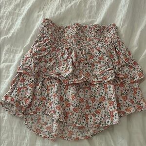 Floral Ruffle Skirt - Pink and White
